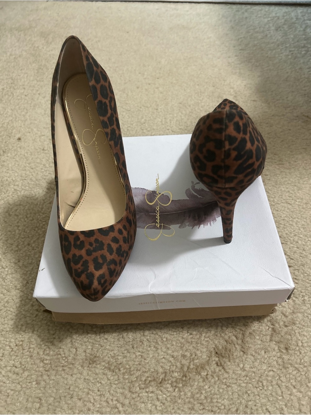 Jessica Simpson Leopard-Print Pointed Toe Stiletto Pumps - Brown/Black